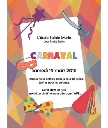 affiche carnaval école Sainte Marie Roussay 2016