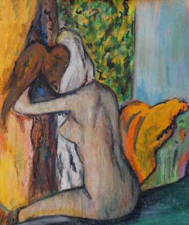 reproduction de Après le bain, femme nue s'essuyant la nuque d'Edgar Degas